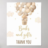 Gold Teddy Bear Balloons Babydusche Geschenke Schi Poster (Vorne)