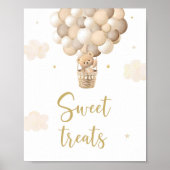 Gold Teddy Bear Balloons Kinderdusche Leckereien U Poster (Vorne)