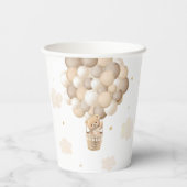 Gold Teddy Bear Hot Air Ballon Babydusche Pappbecher (Rückseite)
