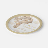 Gold Teddy Bear Hot Air Ballon Babydusche Pappteller (Schrägansicht)