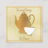 Gold Teekanne und Cup Teezimmer Business Card Quadratische Visitenkarte (Vorderseite)