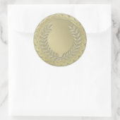 Gold Template anpassen Laurel Wreath Runder Aufkleber (Tasche)