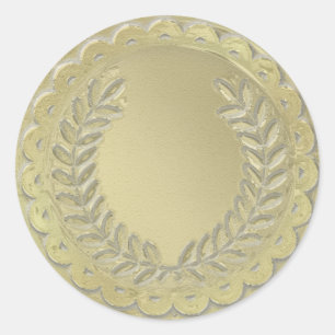 Gold Template anpassen Laurel Wreath Runder Aufkleber