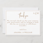 Gold Template Leaf Monogram Wedding Dankeschön Kar Einladung (Vorderseite)