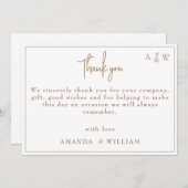 Gold Template Leaf Monogram Wedding Dankeschön Kar Einladung (Vorne/Hinten)