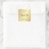 Gold Template Vielen Dank Hand Script Text glamour Quadratischer Aufkleber (Tasche)