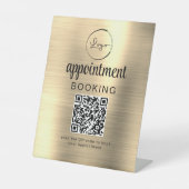 Gold Terminierung Buchung QR Code Geschäft Sockelschild (Vorderseite)