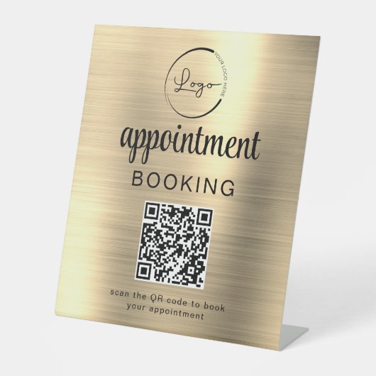 Gold Terminierung Buchung QR Code Geschäft Sockelschild (Vorderseite)
