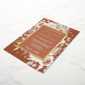 Gold Terracotta Floral Boho Wedding Folieneinladung (Gedreht)