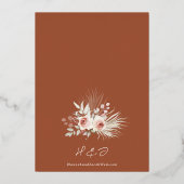 Gold Terracotta Floral Boho Wedding Folieneinladung (Rückseite)