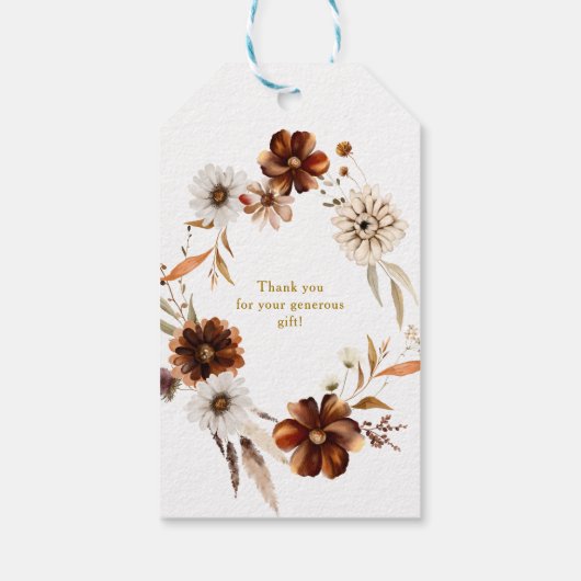 Gold Terracotta Rust Fall Brautparty Gefallen Geschenkanhänger (Rückseite)