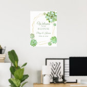 Gold Terrarium Succulent Wedding Willkommenszeiche Poster (Heimbüro)