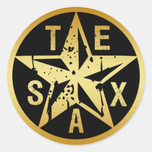 GOLD TEXAS STAR RUNDER AUFKLEBER