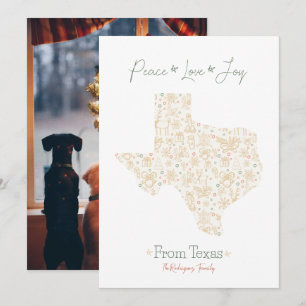 Gold Texas Weihnachts-Linienkunst-Muster Feiertagskarte