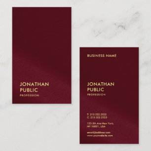 Gold Text Burgundy Red Luxus Premium Dick Visitenkarte