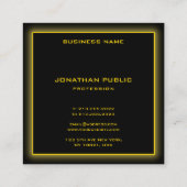 Gold Text Elegante Schwarze Berufliche Vorlage Quadratische Visitenkarte (Rückseite)