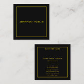 Gold Text Frame Elegante Schwarze Hintergrundvorla Quadratische Visitenkarte (Vorne/Hinten)