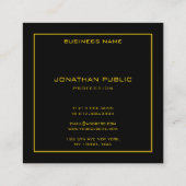 Gold Text Frame Elegante Schwarze Hintergrundvorla Quadratische Visitenkarte (Rückseite)