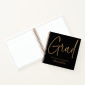 Gold Text Grad Name Abschluss Black Guest Book Notizblock (Innenseite)