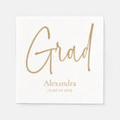 Gold Text Grad Name Class of 2024 Abschluss Serviette (Vorderseite)