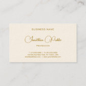Gold Text Handwritten Name Luxury Signature Cream Visitenkarte (Rückseite)