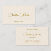 Gold Text Handwritten Name Luxury Signature Cream Visitenkarte (Vorne/Hinten)