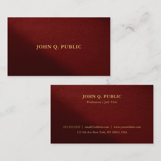 Gold Text Modern Elegant Professional Luxury Visitenkarte (Vorne/Hinten)
