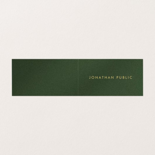 Gold Text Moderne Elegant Luxus geflochtene Grün Visitenkarten (Außenseite Aufgefaltet)