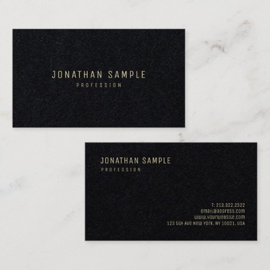 Gold Text Moderne Elegant Minimalistisch Premium B Visitenkarte (Vorne/Hinten)