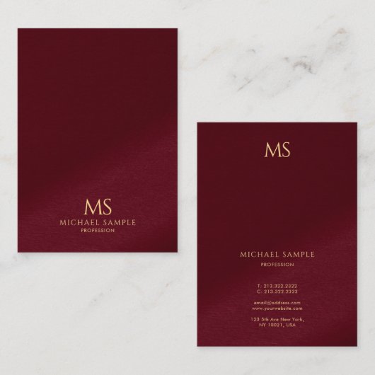 Gold Text Monogram Vertical Mighty Luxury Thick Visitenkarte (Vorne/Hinten)