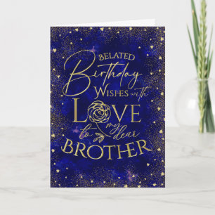 Gold Text Nacht Verspäteter Geburtstag Bruder Karte