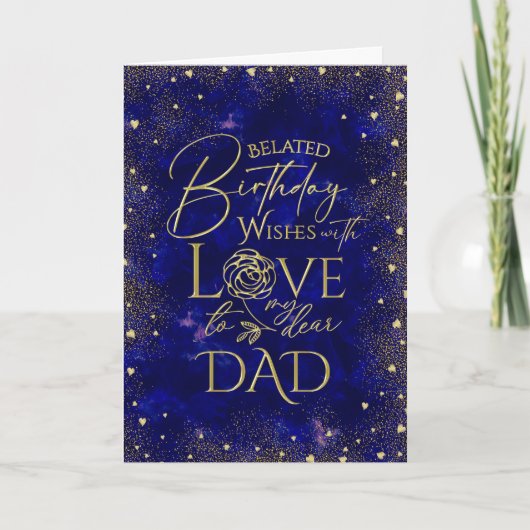 Gold Text Nacht Verspäteter Geburtstag Papa Karte (Vorderseite)