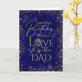 Gold Text Nacht Verspäteter Geburtstag Papa Karte (Gelbe Blume)