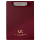Gold Text Name Monogram Personalized Elegant Red Klemmbrett (Vorderseite)