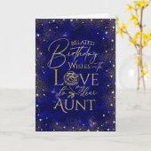 Gold Text Night Belated Birthday Aunt Karte (Gelbe Blume)