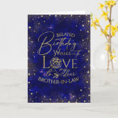 Gold Text Night Belated Birthday Brother-In-Law Karte (Gelbe Blume)