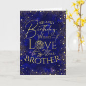 Gold Text Night Belated Birthday Brother Karte (Gelbe Blume)