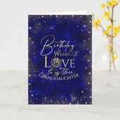 Gold Text Night Sky Birthday Granddaughter Photo Karte (Gelbe Blume)