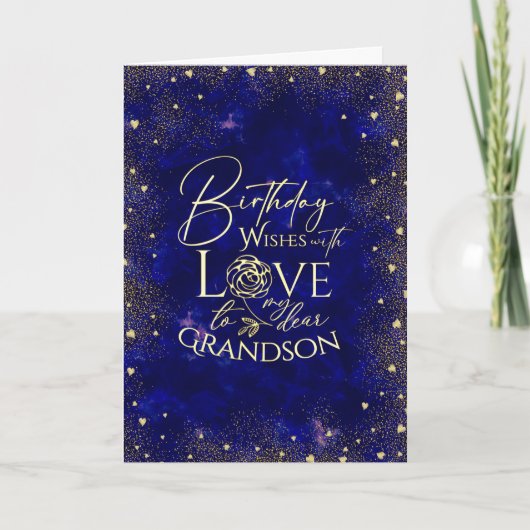 Gold Text Night Sky Birthday Grandson Photo Karte (Vorderseite)