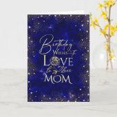 Gold Text Night Sky Birthday Mom Photo Karte (Gelbe Blume)