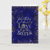 Gold Text Night Sky Birthday  Sister Photo Karte (Gelbe Blume)