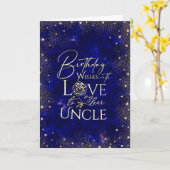 Gold Text Night Sky Birthday Uncle Photo Karte (Gelbe Blume)