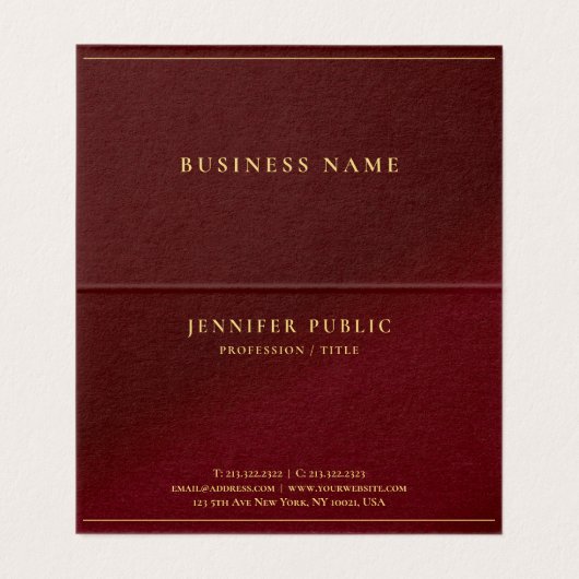 Gold Text Professional Elegant Vorlage Gefaltet Visitenkarten (Innenseite Aufgefaltet)