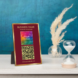 Gold Text QR Code Hochladen Ihres Logo Vorlage Fotoplatte