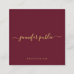 Gold Text Schriftart Name Glänzende Luxus Burgunde Quadratische Visitenkarte