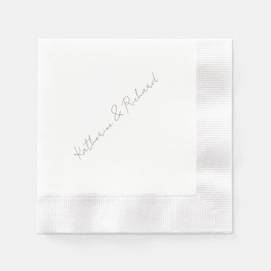 Gold Text Script White Wedgecocktail Serviette (Vorderseite)