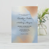 Gold Textur auf Blue Wedding Einladung (Stehend Vorderseite)