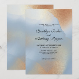 Gold Textur auf Blue Wedding Einladung