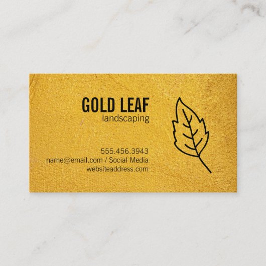 Gold Textur | Leaf Visitenkarte (Vorderseite)
