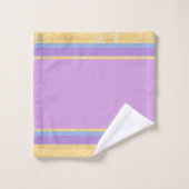 Gold Textur mit Blauen und Lavendelstreifen Badhandtuch Set (Waschlappen)